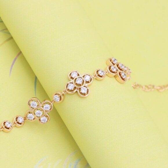 "Rose Gold Floral Cluster Bracelet with Crystal Accents, XPBL0966 - Picture 6 of 11
